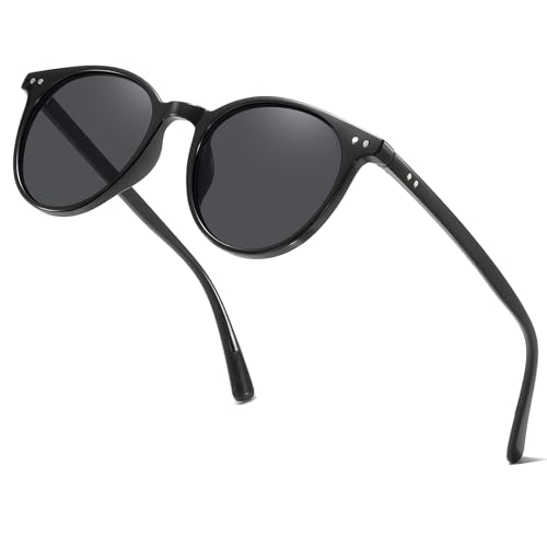 aisswzber Small Round Polarized Sunglasses for Women Men Compact Vintage Style UV400 Protection Classic Lightweight