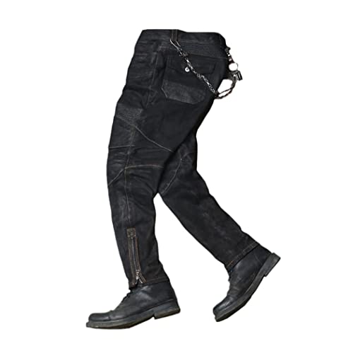 Men Motorcycle Plus Size Sheepskin Autumn Slim Fit Pants Black Genuine Leather Trouser steampunk buy now online