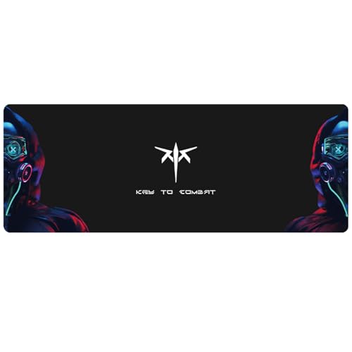 Image of KTC Large Mouse Pad Gaming, Mouse Mat with Microfiber Fabric Surface, Extended Desk Mousepad with Stitched Edges, Non-Slip Rubber Base, 27.5 x 11.8 in, Black, for Gamer Office Home