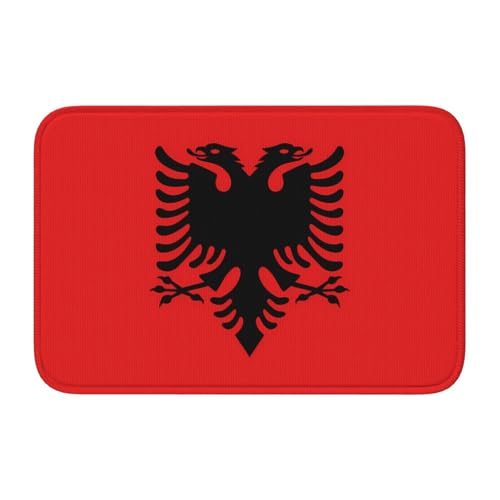 YYHHAOFA Tapis de sol antidérapant et épais imprimé drapeau albanais pour salle de bain, chambre à coucher, tapis de sol lavable 40,6 x 61 cm