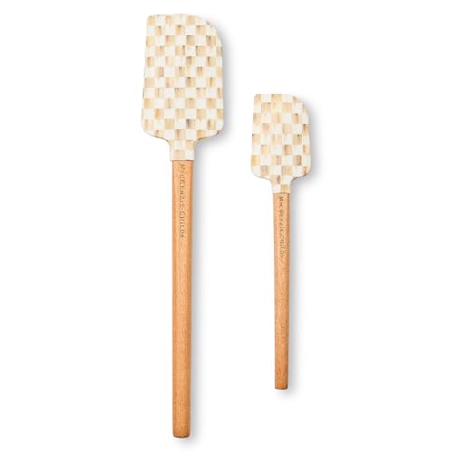 MACKENZIE-CHILDS Silicone Spatulas Set, Brown-and-White Mocha Check
