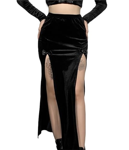 Amazon.com: Insgoth Gothic Double Slit Long Maxi Skirt for