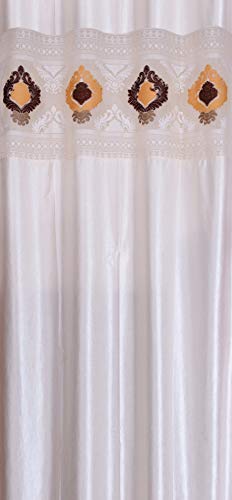 Image of LaVichitra Polyester Window Curtain with Designer Net (5ft, Cream) -2 Pieces