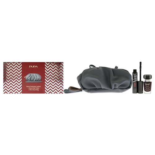Pupa Milano Vamp! Explosivo Lashes and Vamp! Set de esmalte de uñas para mujer de 3 unidades de 0,40 oz Vamp! Explosive Lashes Mascara – 110 Black, 0,3 oz Nail Polish – 304 Intrepid Red Black, Mini