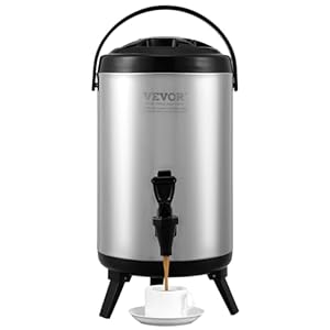 VEVOR Stainless Steel Insulated Beverage Dispenser, 2 Gallon 7.6 Liter, Thermal Hot and Cold Drink Server Dispenser with Spigot Handle, Food-grade for Hot Tea Coffee Water Restaurant Drink Shop