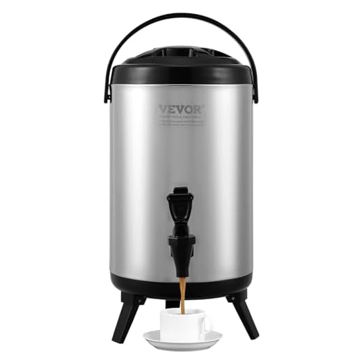 VEVOR Stainless Steel Insulated Beverage Dispenser, 2 Gallon 7.6 Liter, Thermal Hot and Cold Drink Server Dispenser with Spigot Handle, Food-grade for Hot Tea Coffee Water Restaurant Drink Shop
