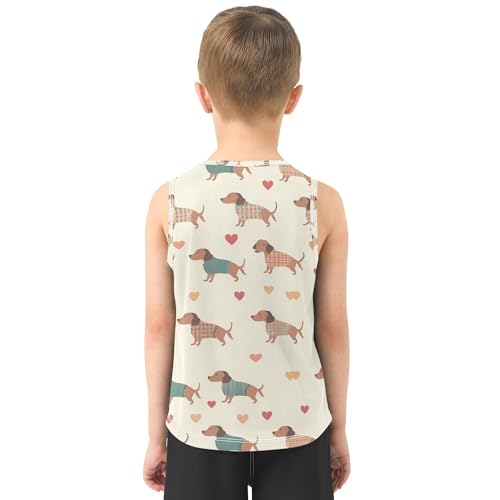 Cute Dachshunds in Love Boys Tank Top Sleeveless Summer Vest Tee Basketball Tshirt for Golf Swim Bike Jog 3T3