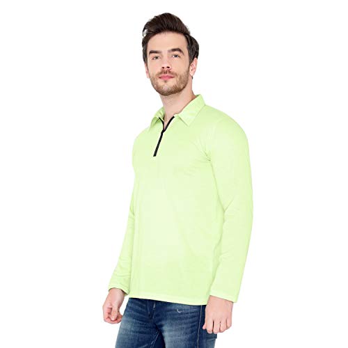 Image of Men's Cotton Blend Full Sleeve Zip Neck Polo T-Shirt (Pack of 1)