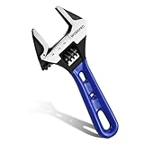 WORKPRO 4-Inch Stubby Adjustable Wrench, 0.94-Inch Extra Wide Jaw Opening Wrench, Metric/SAE Scales, Cr-V Steel, Ideal for Work in Confined Spaces