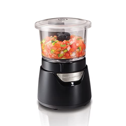 Hamilton Beach Stack & Press 175W Glass Bowl Chopper, 700ml, Black – Easy to Use Food Processor...