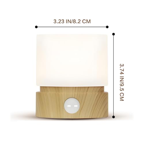 Image of Cylindrical Lamp Cute Night Light USB Charging Nordic Rotating Digital Display, Timer, Rechargeable, Dimmable, Sleep Companion Night Light(Wood)