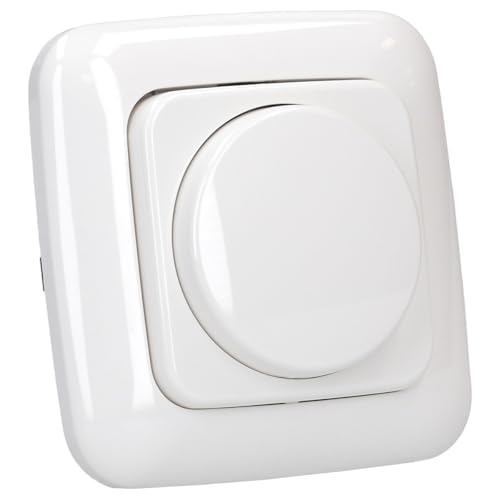 Busch-Jaeger Dimmer Set: 2511-214 1-fach Abdeckrahmen + 2115-214 Zentralscheibe + 6523 U-102 Drehdimmer Alpinweiß Reflex SI
