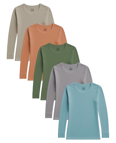Sexy Basics Women's Cotton Stretch Athletic T-Shirt | Long Sleeve Tops |Multi Packs Colors