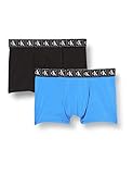 Calvin Klein Jungen 2er-Pack Boxershorts 2 PK Trunk mit Stretch, Electricaqua/Pvhblack, 152-164 cm (12-14 Jahre)