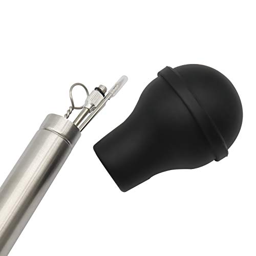 HuiYouHui Baster with Injector, Meat Baster Syringe with Cleaning Brush and Marinade Needles, Food-grade Safe Stainless Steel, Black