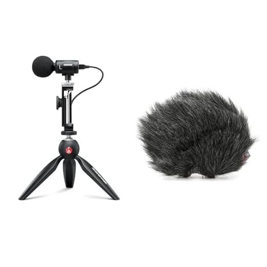 Shure MV88+ Video Kit mit digitalem Stereo-Kondensatormikrofon für Apple und Android, Schwarz & AMV88-FUR Windjammer für MV88