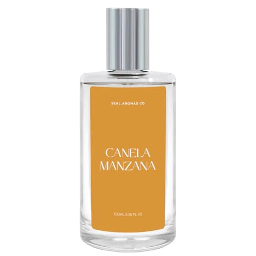 SEAL AROMAS Spray Ambientador Hogar Canela Manzana – Difusión Rápida con Pulverizador – Envase de Vidrio – 100 ml – Aroma Dulce, Especiado y Frutal para Perfumar el Hogar