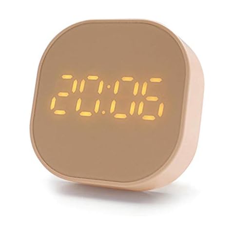Small Cube Digital Loud Alarm Clock Bedside Non Ticking, Countdown Function Kitchen Timer Magnetic, 2 Alarm Setting, USB/Battery Powered, Smart Screen Wake Up, 12/24H,℃/℉, Home Office Travel (Pink) Cover