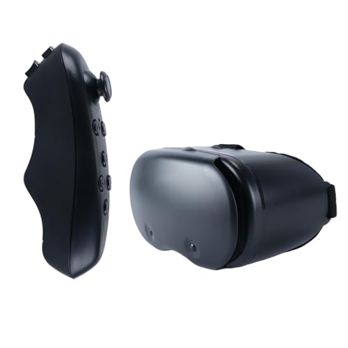 Gorise Visore per realtà virtuale 3D con controller, copertura antipolvere, miopia regolabile da 0 a 800 gradi, compatibile con smartphone da 5 a 7 pollici per film e giochi (nero)