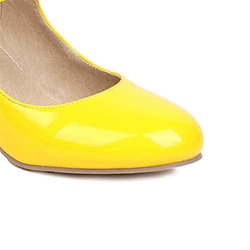 Elbslutt Women's Patent Leather Block Heel Mary Janes Retro Rockabilly Shoes Ankle Strap Chunky Pumps Work Office Dress Shoes4