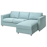 Ikea VIMLE - Sofá de 3 plazas con chaise longue, color azul claro