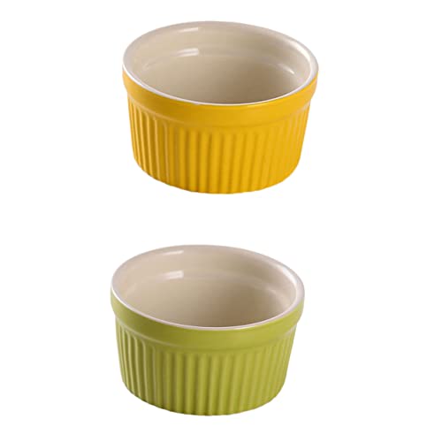 COSMEVIVI 2pcs Creative Round Baking Bowls High-Temperature Resistant Dessert Serving Ramekins for Pudding and Everyday Use for Parties and Family Gatherings