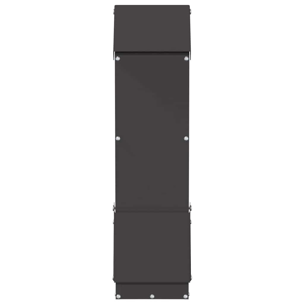 Comedero de pollo negro de acero laminado en frío, 13 x 12 x 51 cm, capacidad de 5 kg, resistente a la intemperie, con techo, para establo y jardín, práctico comedero para aves de corral