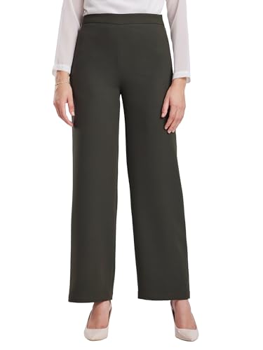 Image of FableStreet Women's Formal Trousers | Wide-Leg Design with Mid-Rise Waist | Solid Pattern & Plain Weave Fabric | Office Wear & Business Meetings