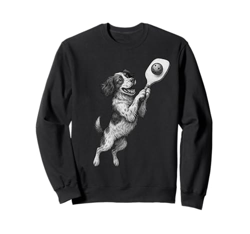 Brittany Spaniel Jugar Pickleball Deportes Perros Amante Sudadera