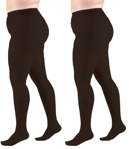 Image of Truform 20-30 mmHg Compression Pantyhose, Plus Size Women's Support Tights Hosiery, Black, Petite (Pack of 2)