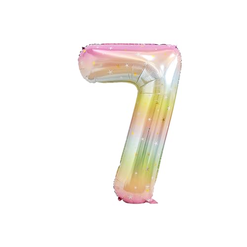 40インチ 大きい 数字 バルーン 7 レインボー 星空 ナンバー バルーン 誕生日 数字 風船 約100cm ハッピーバースデー 前撮り 結婚式パーティー 記念日 ウェディング お祝い 飾り