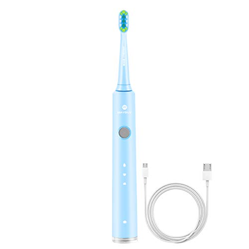 Electric Toothbrush, Maybuy MB6002 Sonic Rechargeable Toothbrush with Build in Automatic Timer, 3 Modes, USB Fast Charging Minimun 180 Days Use for Kids Adult, Blue