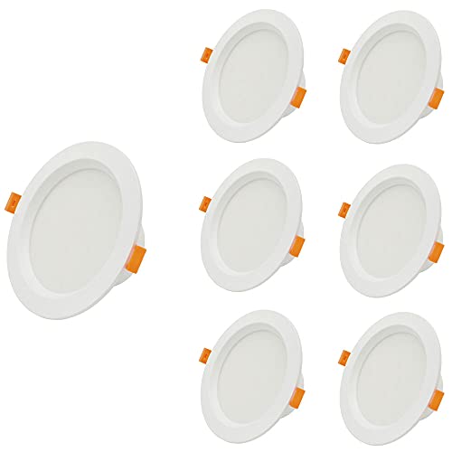 Foco LED Blanco Empotrado para Sala de Estar, Alto Brillo, Fuerte disipación de Calor en exposiciones, Luces de Bote de Larga duración, Paquete de 7