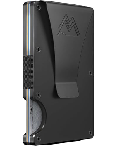 Mountain Voyage Co Minimalist Wallet for Men & Women - Slim RFID Wallet, Scratch Resistant, Credit Card Holder & Money Clip, Easily Removable Money & Cards, (Black Titanium)