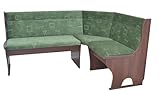  moebel direkt online Eckbank 125x165 cm Truheneckbank Nussbaum-Nachbildung/grün