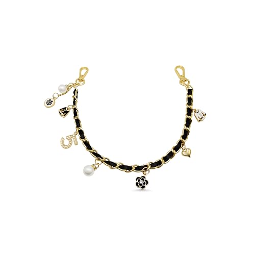 Luxury Style Gold-Plated and Faux Leather Charm Purse Strap Keychain