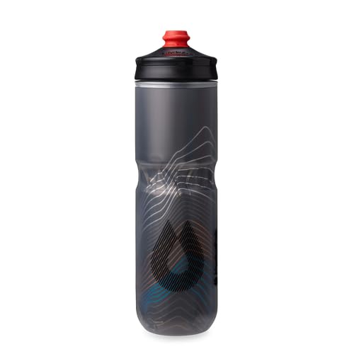 HydraPak Polar Surge Botella Térmica para Bicicleta - Cantimplora de Alto Flujo para Ciclismo y Deporte (Black, 24oz)