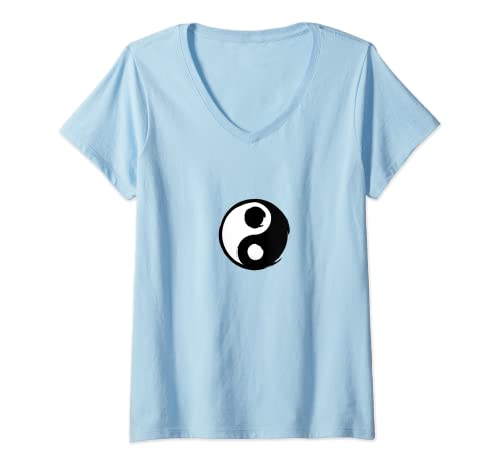 Mujer Yin and Yang, Tai Chi, diseño de símbolo chino Camiseta Cuello V
