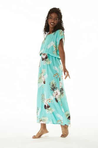 Image of Hawaii Hangover Women's Hawaiian Cap Sleeve Maxi Dress Signature Prints