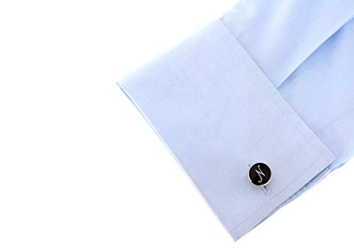 KnBoB Mancuernillas para Hombre Letra N Color Negro miniatura 4