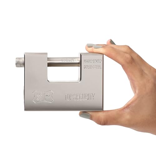 Image of ABOUT SPACE 95mm Heavy Duty Iron Padlock with 4 Keys - 1 kg Rust-Resistant Hardened Steel Security Padlock with Anti Drill & Pick Cylinder Security Shackle Chain Bar Lock for Containers,Warehouse