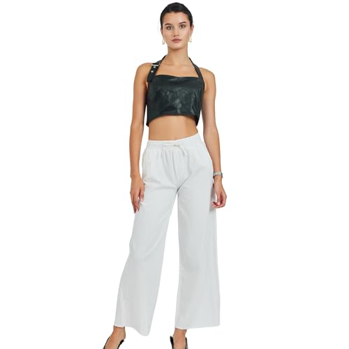 Womens Pants | High-Waisted Wide-Leg Elastic Waist Long Trousers Skirts | Casual Women's Relaxed Outfits