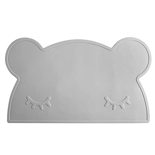 Viudecce Manteles individuales para ninos - Mantel individual de silicona para ninos, Estera del alimento portatil Mantel individual de viaje para ninos pequenos (Gris)