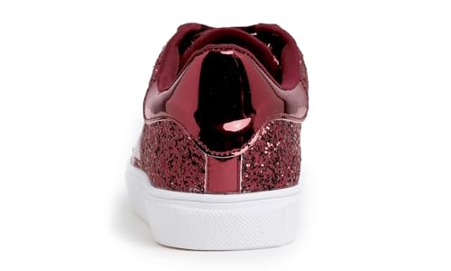 Image of FEVERSOLE Women's Fashion Lace Up Dress Sneakers Sparkly Party Shiny Shoes