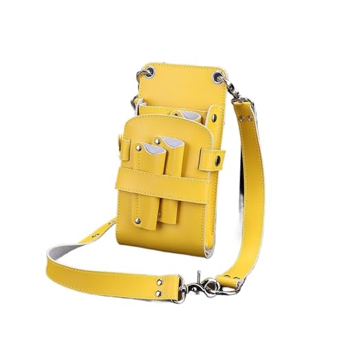 Étui en cuir pour ciseaux de coiffure jaune sacoche de protection durable