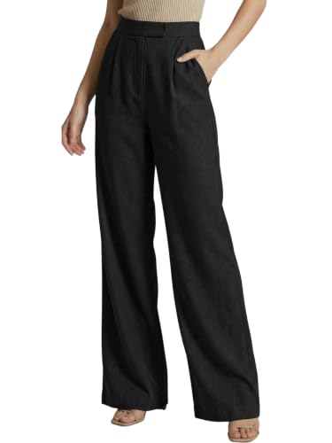 Image of Leriya Fashion Women Relaxed Fit Wide Leg Trousers | Malai Cottage Clip Closure Wide Leg Pants for Women | Casual Straight Lounge Pants with Pockets | Stylish Everyday Office Outfit Bottom Pant