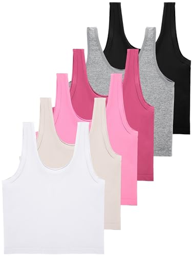 Bencailor 6 Pcs Girls Crop Top Cropped Tank Tops Camisole Sleeveless Dance Top