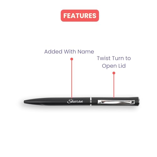 Image of YOUR GIFT STUDIO Personalized Pen with Name Engraved I Metal Classy Customized Roller Ball Pens I Comfortable to Hold & Write I Gift for Men & Women Birthday Corporate Gifting (Black)
