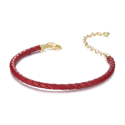 Bracelet cordon rouge porte-bonheur, bijou argent 925