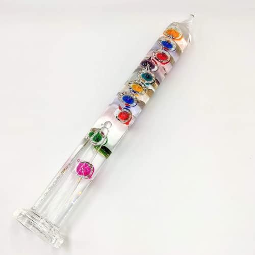 Glass galileo thermometer Large 44cm tall Free standing Galileo thermometer science Gift for adults physics gift, Multicolour